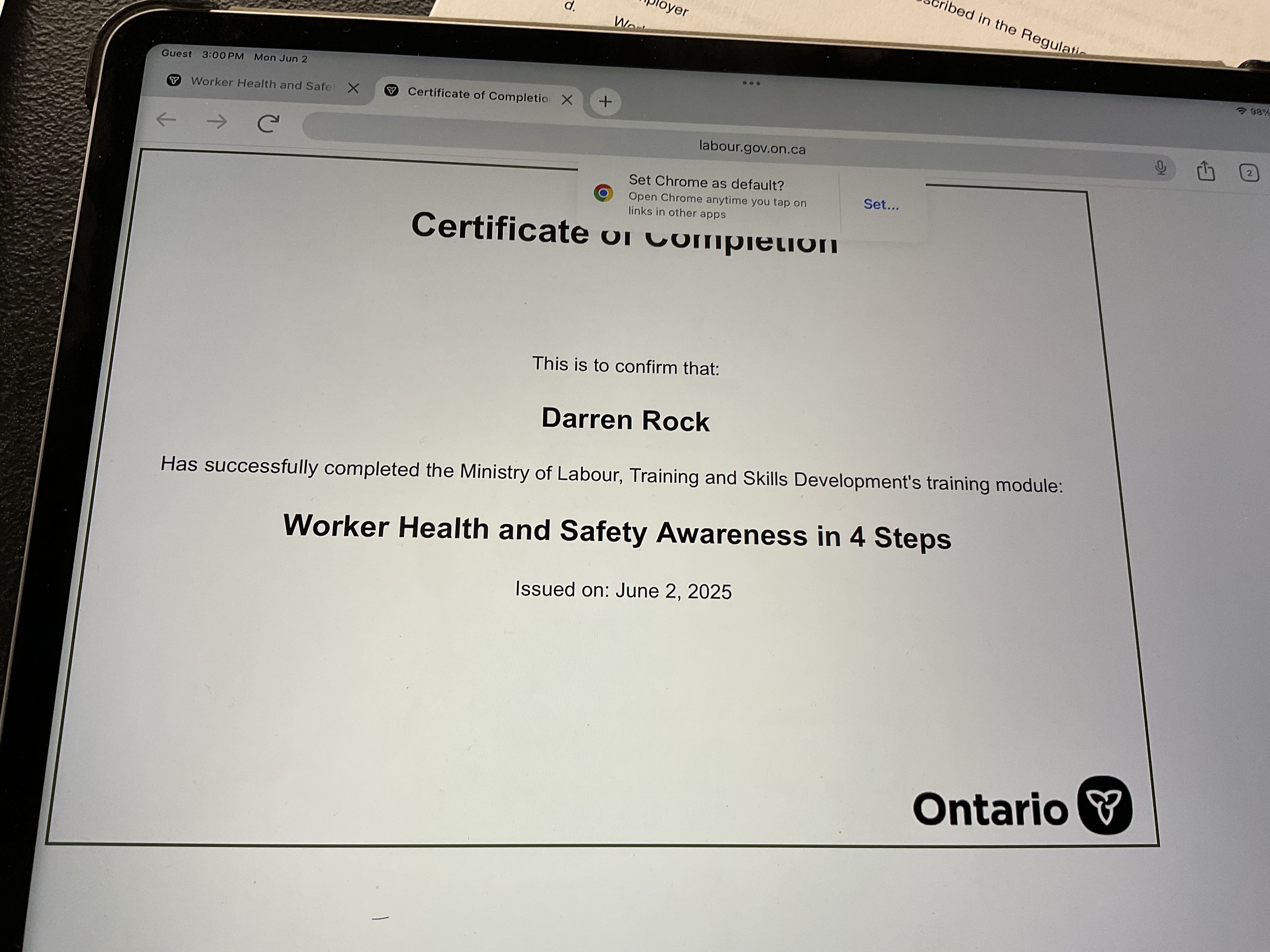 Certificate Document